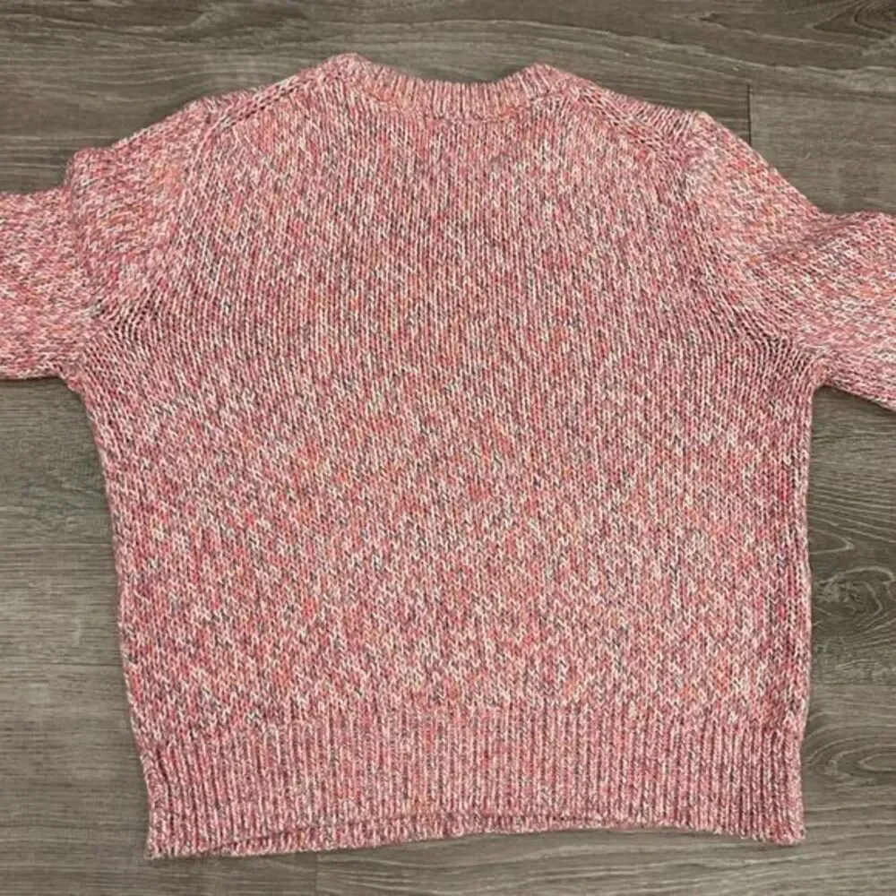 J.CREW COLLECTION $178‎ Pink Marled Crew Neck Cotton Sweater Large - Picture 5 of 6